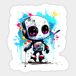 Cute cartoon Robot. Funny cyborg. Sticker